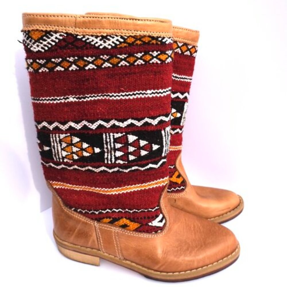 Vintage Leather Kilim Boots